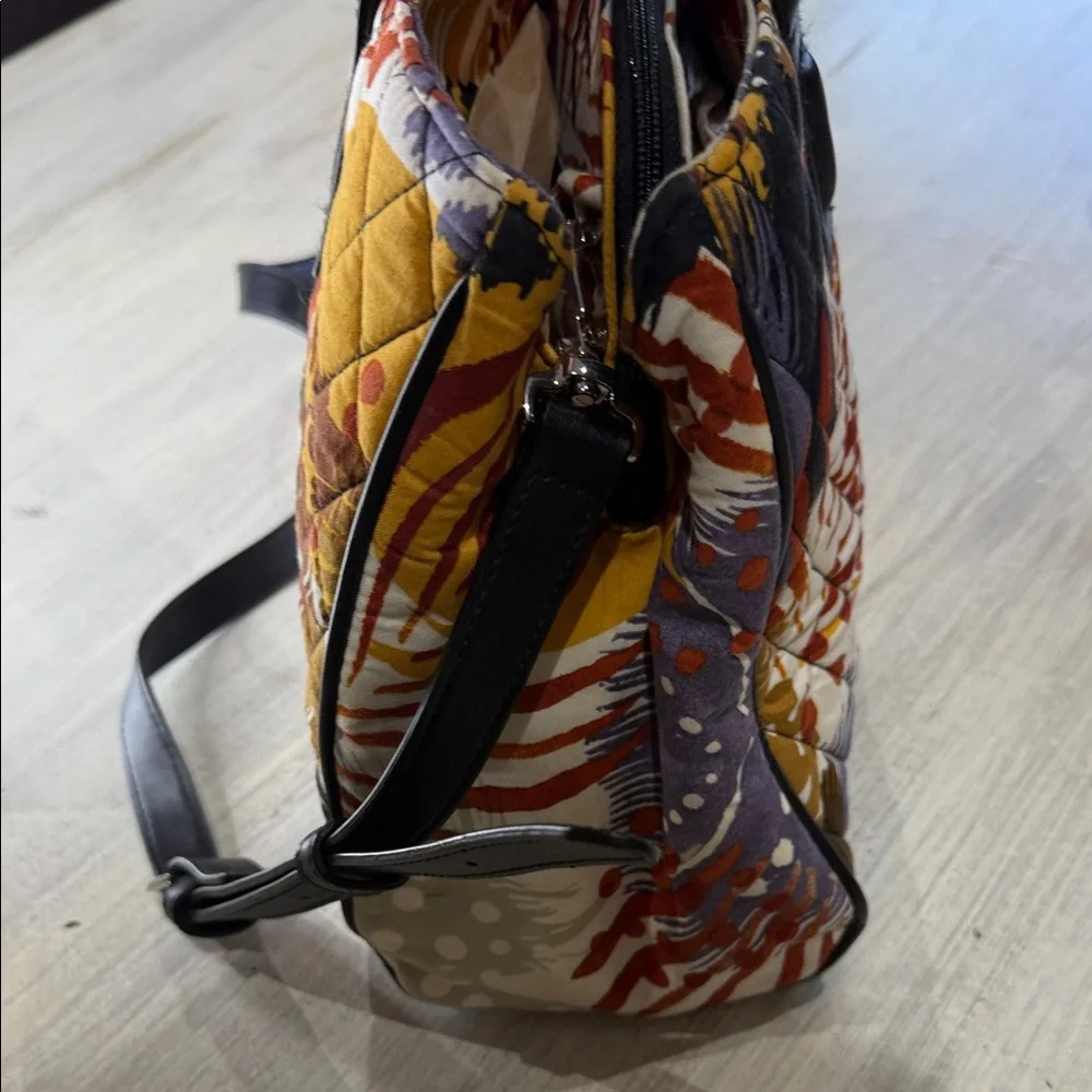 Vera Bradley Yellow and Purple Quilted Triple Compartment Crossbody/Satchel